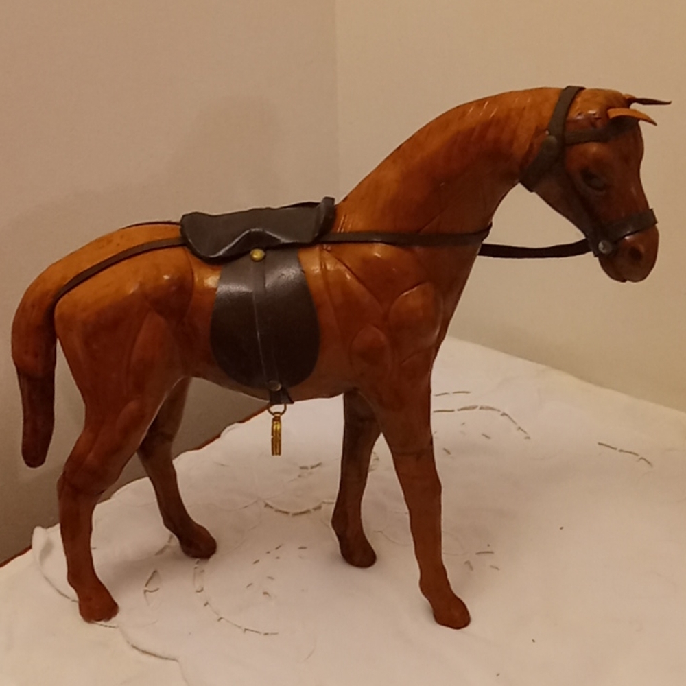 Vintage leather horse figurine.